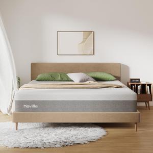 Novilla King Size Mattress, 12 Inch Gel Memory Foam King Mattress for Cool Night & Pressure Relief, Medium Plush Feel with Motion Isolating, Bliss (Grey)