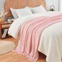 inhand Knitted Gift Throw Blankets for Couch and Bed,Valentines Day Decor Blanket for Her Him Girlfriend Wife, Pink Romatic Lightweight Decorative with Tassel, Farmhouse Warm Woven for Women, 60"x80"