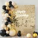 Light Gold Shimmer Wall Backdrop,36 Sequin Glitter Panels Cover 6x6 Ft Photo Background for Party, Wedding, Birthday, Anniversary & Outdoor Event Decor, Sparkle Photo Backdrop