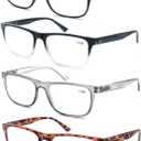 Reading Glasses for Men +5.00 Oversized Large Square Men's Readers 4 Pack Lightweight Wide Cheaters Glasses w/Spring Hinges