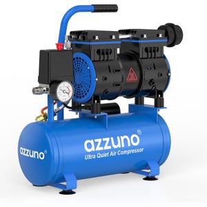 AZZUNO 2 Gallon Air Compressor, 1.6CFM@90PSI Oil Free Air Compressor Tank & Max.116PSI Pressure, 60 dB Ultra Quiet Compressor for Auto Repair, Tire Inflation, Spray Painting, Woodwork Nailing