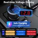 131W Car Charger Super Fast Charging Cigarette Lighter USB Phone Accessories Charger Voltmeter Adapter with QC USB c Type c PD Universal Quick Charge Multi 4 Port for 12-24v Car Cigarette Lighter Plug
