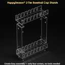 Happyseason 2 Pack 2-Tier Hat Organizer for Baseball Caps, Acrylic Baseball Cap Display Stand, Hat Rack Two Levels, Hat Organizer Shelf for Closet, Hat Holder Holds 28 Caps