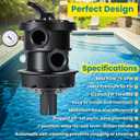 Replacement for Hayward SP0714T VariFlo Top-Mount Multiport Valve for All Hayward Above-Ground Pro and VL Series Sand Filter 1.5-Inch FIP Plumbing 7-Positions Clamp Style Control Valve Upgraded Black