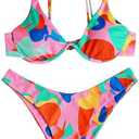 ZAFUL Womens High Cut Thong Bikini Set Swimsuits Cami String Sexy Bathing Suit, Medium