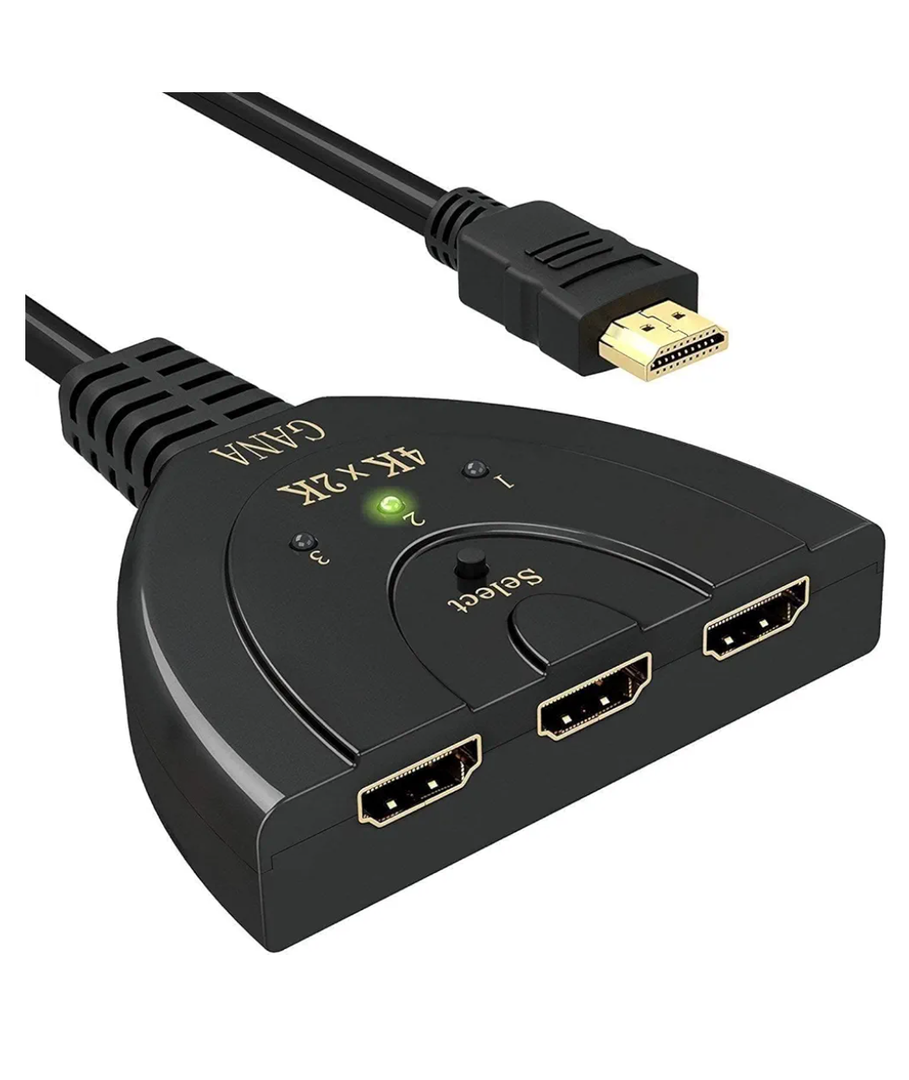 HDMI Switch, GANA 4K HDMI Splitter 3 in 1 Out, 3-Port Switcher Selector with Pigtail HDMI Cable,Supports Full HD 4K 30Hz 1080P 3D Player, Compatible with PS4/3, Xbox, Fire Stick, Roku, PC,TV