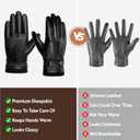 BISON DENIM Sheepskin Leather Gloves for Men, Winter Warm Touchscreen Gloves with Cashmere Lining, Driving Motorcycle Gloves (Large, Black)