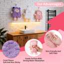 2 x 3 Pack Hand Towels for Bathroom & Kitchen - 9x7in Hanging Absorbent Coral Fleece Towel Set with Cute Lamb Design, Soft Bathroom Hand Towels for Kids Decor, Gym, Spa - White, Pink, Purple