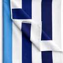 COVFEVER Large Oversized Beach Towel 35 x70 Inch Extra Large Microfiber Pool Towel, Quick Dry, Sand Free, Compact & Lightweight for Adults Mens Women, Cabana Stripe (Blue)
