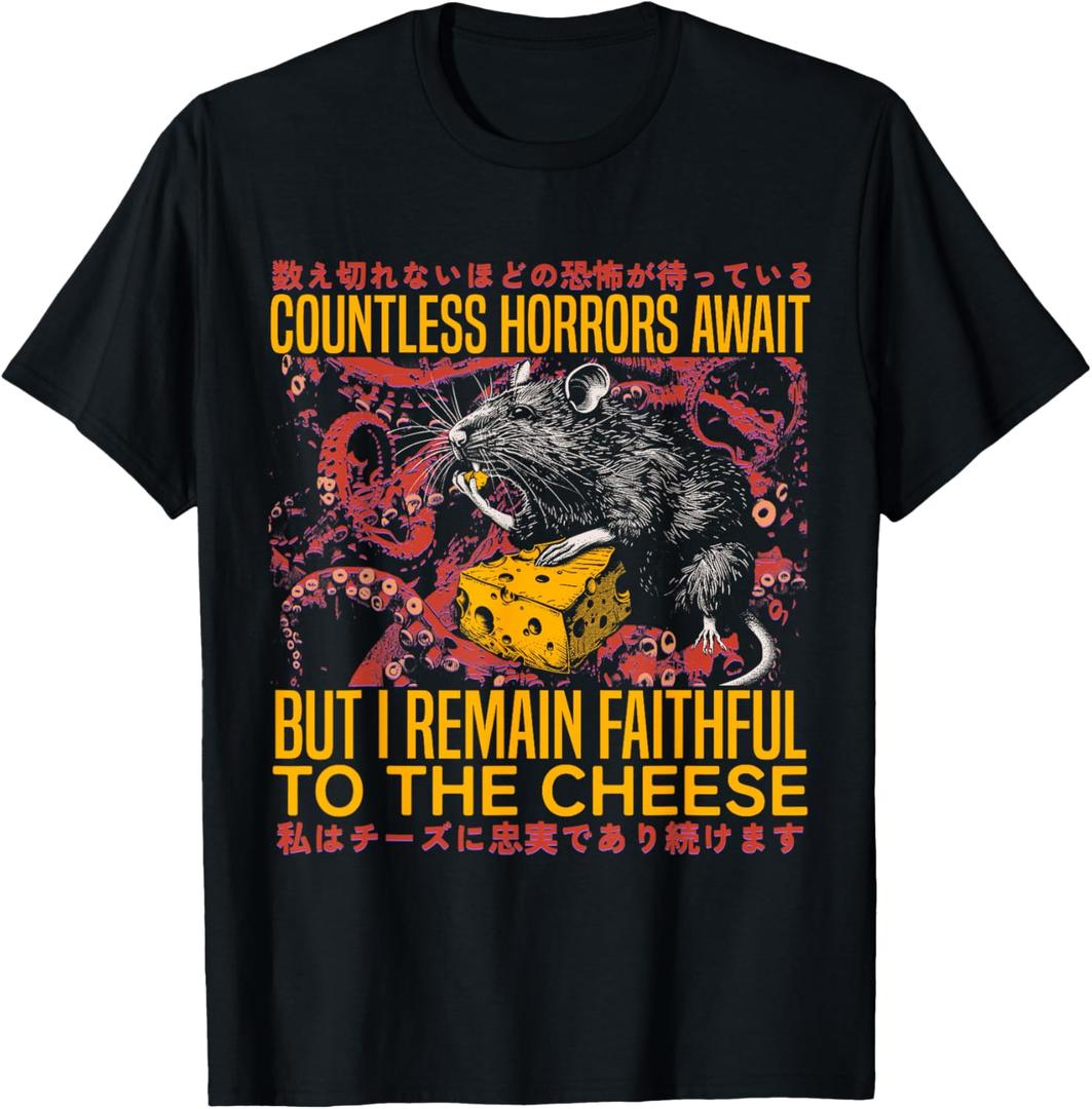 I Remain Faithful to The Cheese Vintage Japanese Rat Lover T-Shirt, L