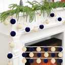 Soulchen 10 Ft Christmas Velvet Ball Garland Ornament for Christmas Tree, Xmas Balls String Garland Decoration for Xmas Tree Fireplace Railing Wreath Decorations(Cream, Royal Blue)