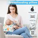 Baby Feeding Arm Pillow,Soft Cotton Bottle Nursing Arm Pillows for Newborn,Breastfeeding Pillows for More Support for Mom and Baby,Portable and Washable,Ergonomic Nursing Essentials(White Animals)