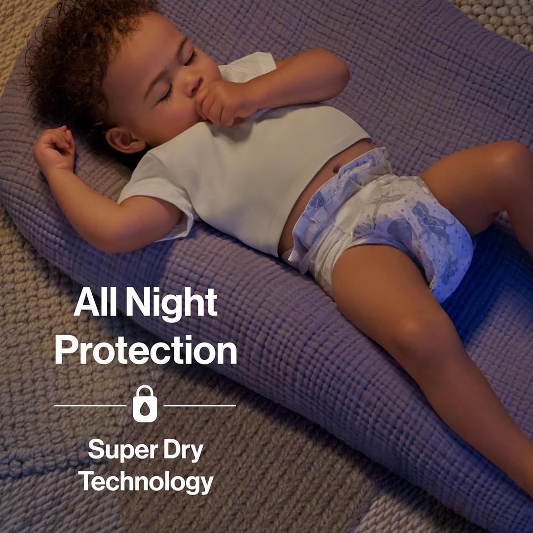 The Honest Company Comfort Dry Disposable Overnight Diapers for Sensitive Skin, Hypoallergenic, Baby Cozy Cloud and Star Signs Design Club Box Size 4 (2237 lbs) 24 Count