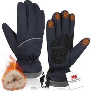 Fashinex Winter Gloves for Men Women, Waterproof Windproof Anti-Slip 10 Fingers Touch Screen Gloves with Thermal Lining for Cold Weather Motorcycle Driving Cycling Skiing Snowboarding Walking, Small