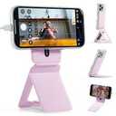 MOFT Phone Tripod Stand Selfie Stick for iPhone, Multi-Angles iPhone Stand, Lightweight & Portable Phone Holder, Strong Magnets, MOVAS Vegan Leather, Travel Essentials, Jet Pink (Without Card Slot)
