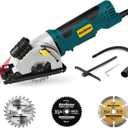 Enventor Mini Circular Saw, 4.8A Electric Circular Saws Corded with Laser Guide, 4000RPM, 3 Saw Blades 3-3/8" Max Cutting Depth 1-1/16", Compact, Power for Wood, Soft Metal, Tile, Plastic