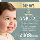 Pampers Amore, Size 4 (15-34 lbs), 108 Count, Our Best Diaper Hypoallergenic & Fragrance Free, Up to 100% Leakproof, Soft as Cashmere