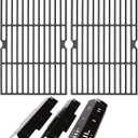 Hisencn Grill Replacement Parts for Dyna-Glo DGH353CRP DGF350CSP DGF350CSP-D, 3-Pack Porcelain Steel Heat Plates Flavorizer Bars for 2&3 Burner Gas Grill, 2-Pack Cast Iron 70-01-634 Grill Grates
