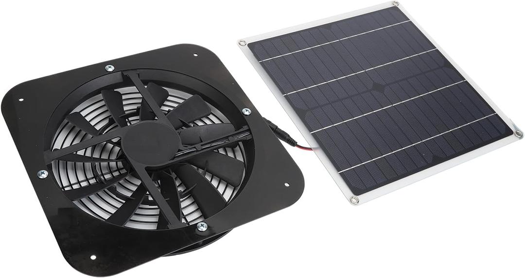 Solar Panel Fan Kit, 100W Solar Powered Fan with Rainproof, High Airflow, High Speed Exhaust Fan, Wall Mount Ventilation, Cooling Vent for Household, Greenhouse, Shed (Black)