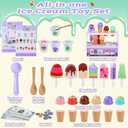 FENYAN Ice Cream Play Set, Pretend Play Store for Toddlers 3-5, Various Flavors Popsicle Ice Cream Counter Shop with Menu & Fake Money, Preschool Ice Cream Toys for Kids 3-8 Girls Birthday Gift