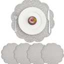 Flower Placemats Set of 4, Reversible Heat Resistant Faux Leather Table Mats, Waterproof Oilproof Table Protective Non-Slip Tablemats for Kitchen, Dining Room (Gray)