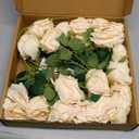 Serwalin 20pcs Artificial Roses, 4'' Big Flower Head, Champagne Velvet Silk Roses, Fake Roses Long Stem Realistic Bouquet for Wedding Table Centerpiece