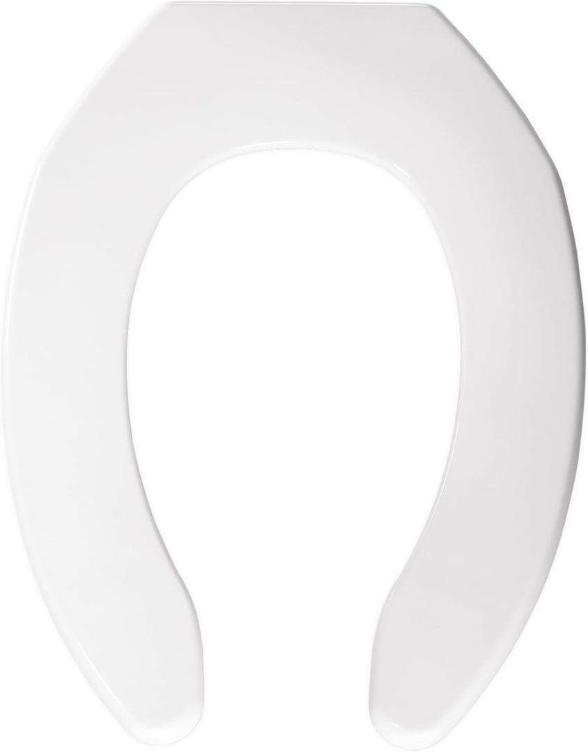 BEMIS 1055 Commercial Open Front Plastic Toilet Seat, Heavy Duty Industrial Seat without Lid for Long Lasting Use, Elongated, White