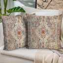 Boho Throw Pillow Covers 24x24 inch Set of 2,Boho Vintage Carpet Pattern Antique Ethnic Decor Double Sided Pattern Cushion Cover Soft Pillow Case Living Sofa Room Bed Square Pillow Cover
