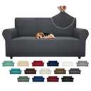 ZNSAYOTX Super Stretch Couch Cover (72"-92") Universal Sofa Covers with Elastic Bottom, Dog Cat Pets Friendly Washable Furniture Protector Fitted Sofa Slipcovers Stay in Place (Dark Grey, Sofa)