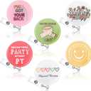 Hoteam 6 Pcs Physical Therapist Badge Reel Retractable with Alligator Clip Badge Holders for Healthcare Badge Reel Clip for Doctor Nurse Physical Therapist Assistant PT Appreciation Gifts