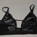 SOLY HUX Bras for Women PU Leather Bra Contrast Mesh Comfort Bralette (Medium)