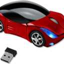 HuGuWdy Cute Mouse Wireless Red2.4G with USB Reciver 1600DPI Car Mouse for Computer Wireless USB for Laptop Computer Tablet for Windows for Mac OS for Her for ChristmasRed