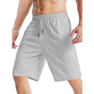Aolesy Men's Basketball Shorts 7"/9" Athletic Gym Shorts with Zipper Pockets Lightweigh Quick Dry Mesh Workout Shorts (Gray, S)
