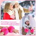 SATINIOR 3 Pairs Faux Fur Short Wrist Cuff Winter Fuzzy Wrist Cuff Warmers for Women Girls Favors (White,pink,rose Red)