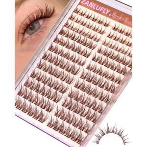 Brown Lash Clusters Manga Eyelash clusters Natural Spiky Lash Extension CD Curly Cluster Eyelash Extensions Dark Brown Individual Lashes by ZANLUFLY