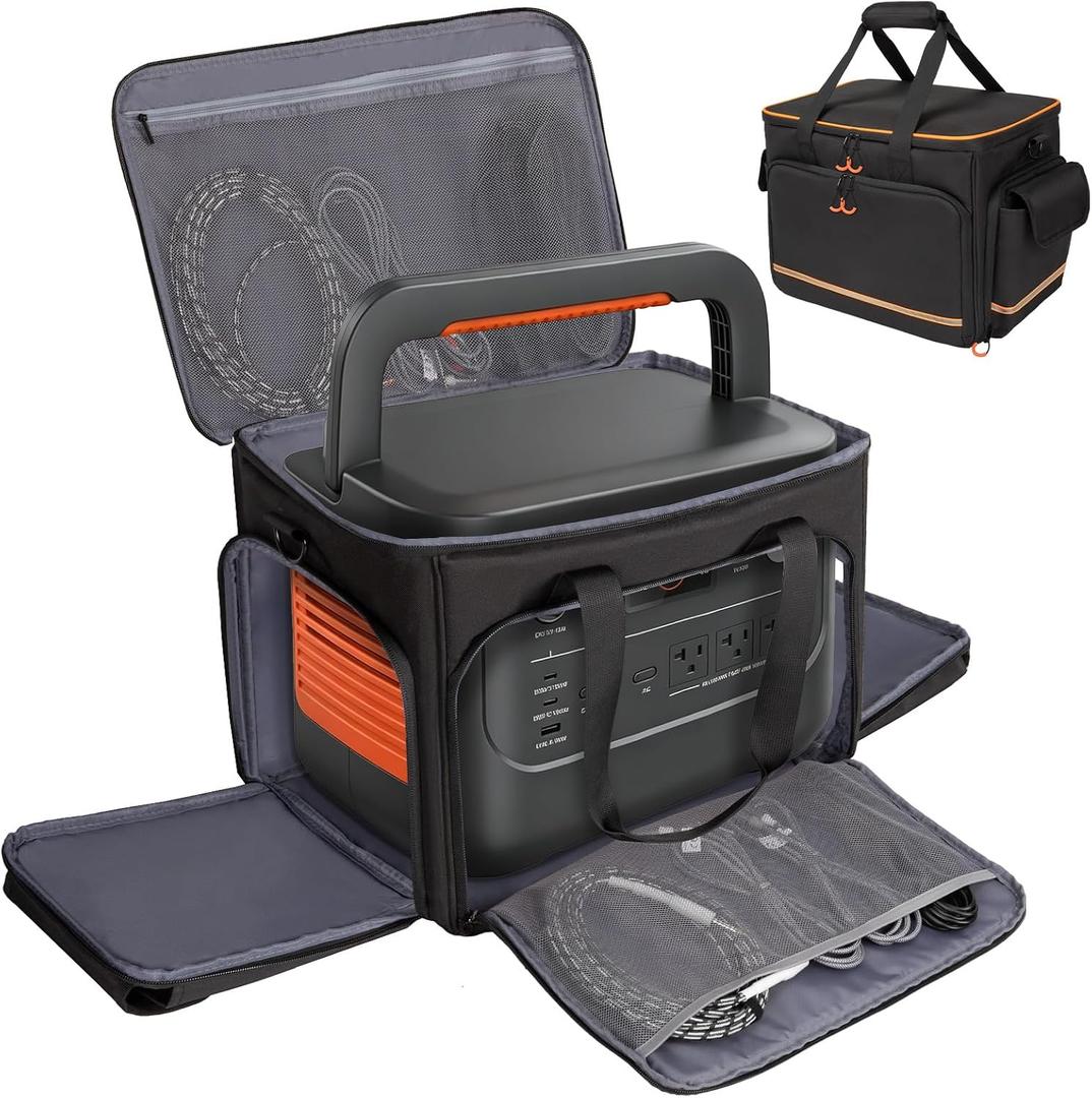 Travel Carrying Case Compatible with Jackery Explorer 2000 V2 | Portable Power Station Case with Non-slip Bottom, Charging Port, Ventilation Opening on Both Side Multiple Accessory Pocket