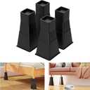 12 inch Bed Risers Heavy Duty, Adjustable Furniture Risers for Bed, Sofa, Table, Chair, Support up to 1500 Lbs (Set of 4, Black)