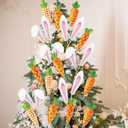 24 Pcs Large Easter Decorations Indoor Bunny Ears Carrot Easter Tree Picks Rabbit Decorations for Tree Topper Home Office Party Vase Decor (White Orange)