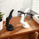 2Packs Modern Face Shaped Eyeglass Holder Stand Eyewear Display Rack Desktop Storage Organizer for Glasses Sunglasses 3D Printed Artistic Decor (Black and White)