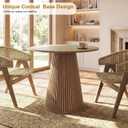 MECHYIN Round Table for 2-4,31.5" Small Fluted Kitchen Table with Pedestal Base,Wood DinnerTable for Apartment,Restaurant,Kitchen
