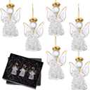 CroBlissful 6 Pcs Crystal Angel Figurine Valentines Glass Guardian Angel Ornaments Hanging Decor Valentine's Day Church Gifts for Women Men Christian Blessing Anniversary Mother's Day Easter (Cute)