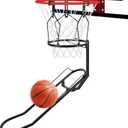 GADFISH Basketball Rebounder, 180 Rotatable Basketball Return Attachment with 3 Stable Large Hooks, Heavy Duty Basket Ball Accessories Ball Return Training Aid for 18" Rim Basketball Hoop, Black