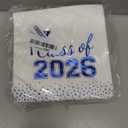 Horaldaily 100 Class of 2026 Graduation Disposable Paper Decorativeeon Napkins, White and Blue Foil dots, College High School Grad Celebration Hand Towel for Party Dinner Kitchen Bathroom