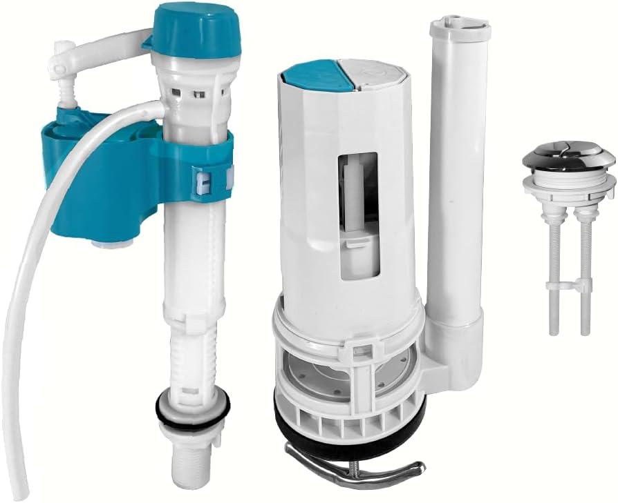 2-Inch Top Dual Flush Valve Repair Kit for One Piece Toilet (10"-13" Tank Height) - Fits 2.44"-2.83" Drain Holes | Includes 2-Inch Flush Valve, 2.2" Thread Push Button, Fill Valve