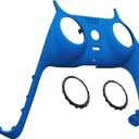 eXtremeRate Blue Decorative Trim Shell Compatible with p s 5 Controller, Soft Touch DIY Replacement Clip Shell, Custom Plates Cover Compatible with p s 5 Controller with Accent Rings