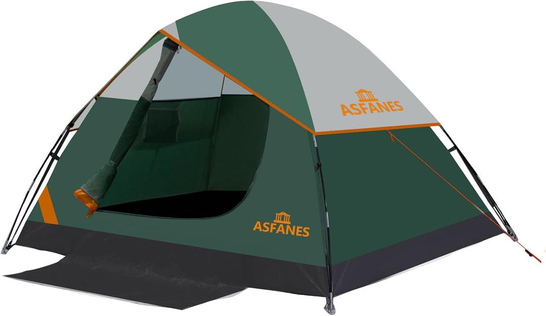 ASFANES Sundome Camping Tent with Rainfly, 2 Person Tent Sets Up in 10 Mins, Weatherproof Shelter for Camping, Festivals, Backyard, Sleepovers, & More
