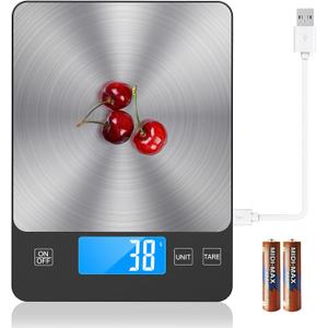 NASA-Grade 33lb Digital Kitchen Scale, Precisely Measures Grams and Ounces for Baking and Cooking,304 Stainless Steel (Silver Black)