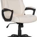 Amazon Basics Classic Puresoft PU Padded Mid-Back Office Chair with Armrest, Height Adjustable, Easy to Assemble, 26"D x 23.75"W x 42"H, Cream