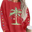 FAYALEQ Christmas Sweatshirt Women Christmas Tree Shirt Xmas Vacation Graphic Casual Long Sleeve Pullover Tops Blouse