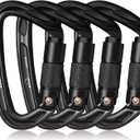 BEIFENG 25KN Auto Locking Carabiner - UIAA Certified Heavy Duty Climbing Carabiners for Rock Climbing, Camping, Rappelling, Hunting, Rescue Equipment - Professional Carabiner Clips (Black)